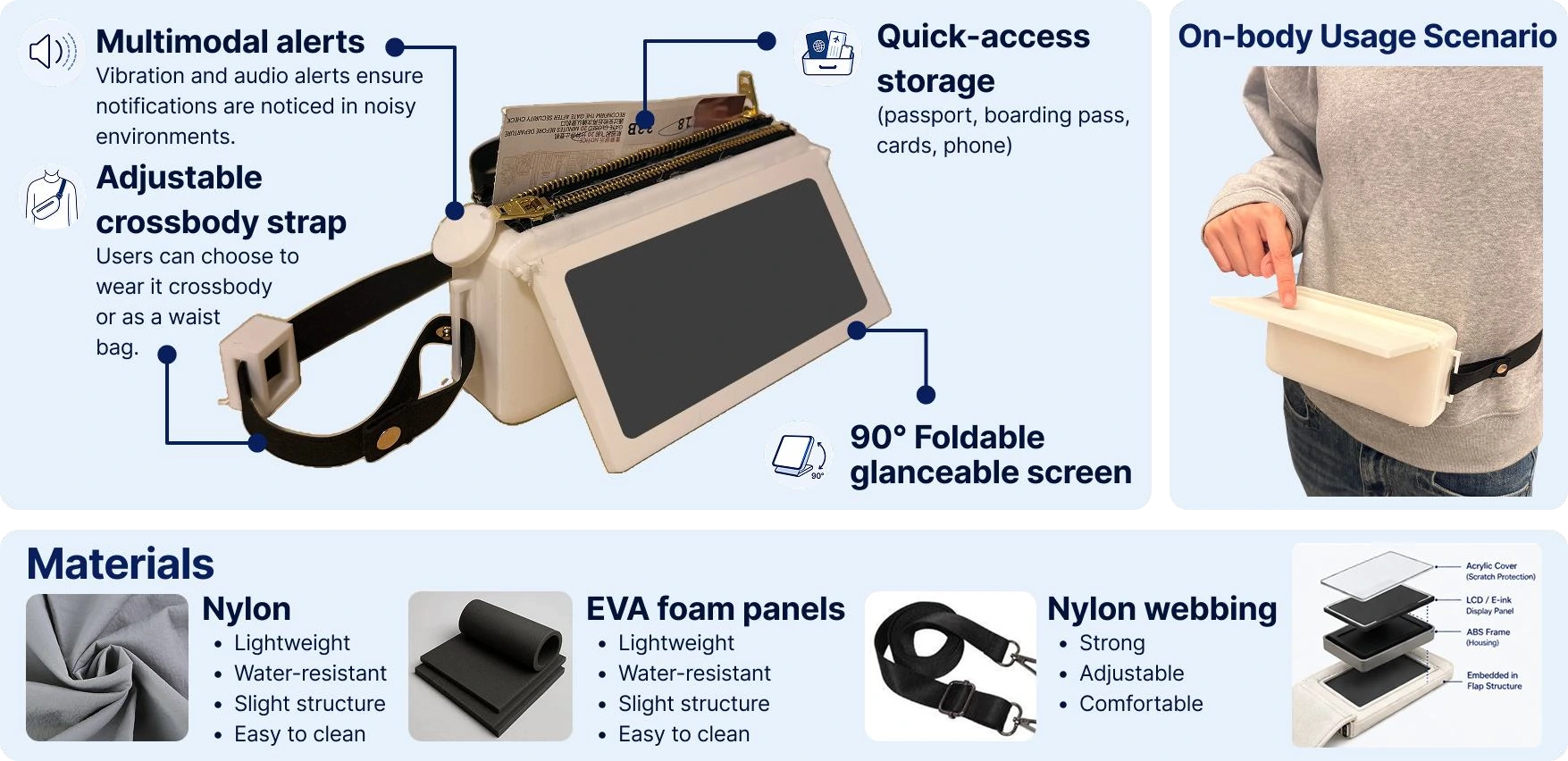 Physical AirPal prototype with materials and on-body exploration