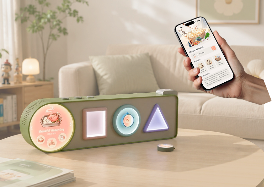 OurFest family calendar and companion app in a living room